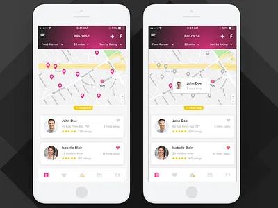 Map and List view app browse filters home page list map navigation