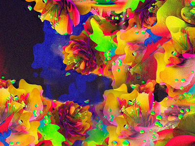 Fabric Explorations 3d aesthetic c4d fabric flower glitch neon