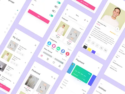 Nova E-commerce UI Kit app creative design e commerce app google gradient illustation ios landing page minimal mobile app design mockup scout typogaphy ux vector