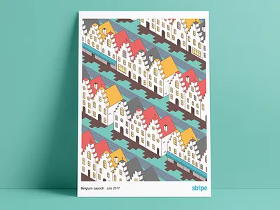 Belgium Launch Poster belgium brand illustration isometric poster stripe vector