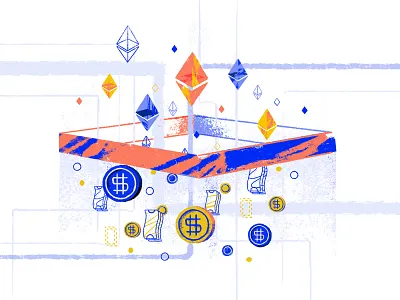 ERC20 Tokens blockchain coins cryptocoin crytpo ethereum illustration tokens tooploox