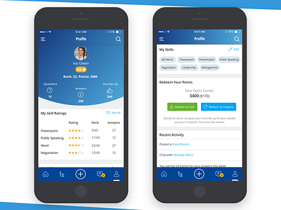 Sketch Freebie - Profile Screen activity earned employee points profile ratings skills ui ux