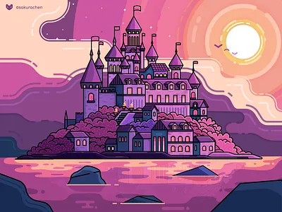 Autumn Castle dark design forest illustration innn ui