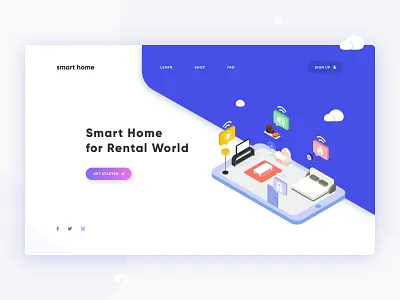 Smart Home landing creative design desktop faq home illustration landing landing page page shot smart smart home ui website