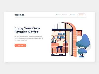 landing page for coffeeshop