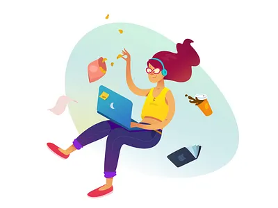 Another day at the office brand branding coffee design illustration laptop notebook office rylix