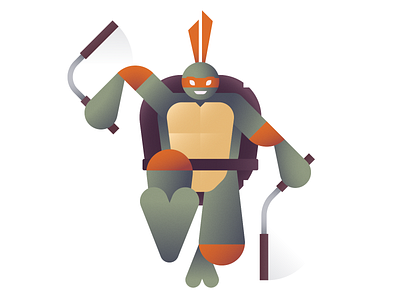 Party Dude ben stafford cowabunga geometric illustration michelangelo mikey teenage mutant ninja turtles tmnt