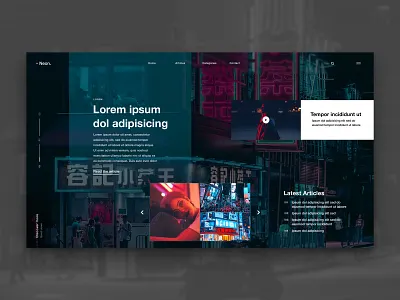 Layout 2.2 | Neon. Article site article city cyber design helvetica japan minimal neon neon lights night photography photoshop story ui unsplash ux website
