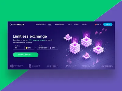 CoinSwitch Landing Page Revamp (In Progress) bitcoin services crypto currency currency exchange design graphic design illustrator typography ui uidesign ux web website