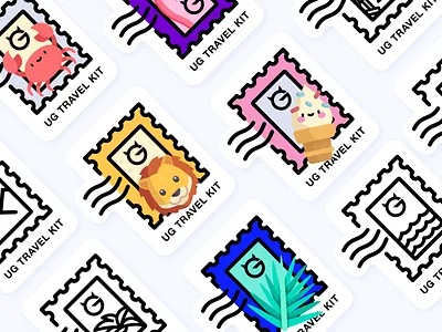 Travel Kit | Suitcase Stickers adventure animal beach branding ice cream identity kit lion nature palm plane sea sticker suitcase travel