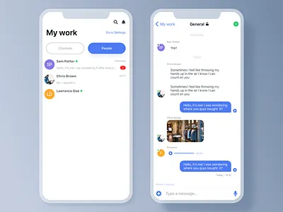 IOS App Concept app design chat clean flat message minimal mobile prototype sketch tabs ui user ux