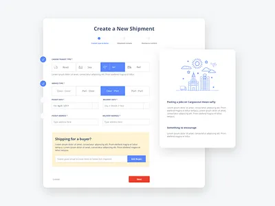New Shipment module create new module modules new shipment plane progress bars progress indicator progressbar shipment shippingapp steps truck ui uidesign uidesigner ux uxdesign uxdesigner webapp webapplication