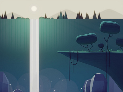 Enjoy the Journey 3d b3d blender isometric low poly render trees waterfall