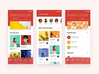 Music App 1 music practise red ui 设计 颜色