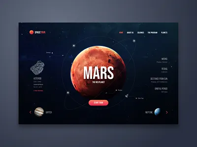 Space Tour Web UI Design design landing design landing page mars minimalist space tour tour guide ui ux ui ux design ui design ui designer ux web design