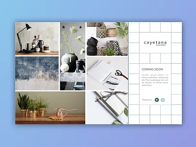 Cayetana Design Market - Coming Soon Page clean clean creative coming soon coming soon page fancy furniture grid layout image gallery interior design landing page