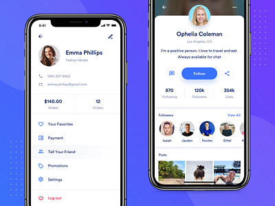 Profile Screen android app blue design facebook ios material profile setting theme ui user ux