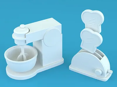 Kitchen appliances 3d c4d cute model stylized