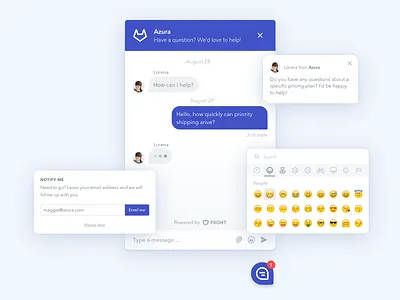 Front Chat blue chat email front front chat frontapp messaging product design ui