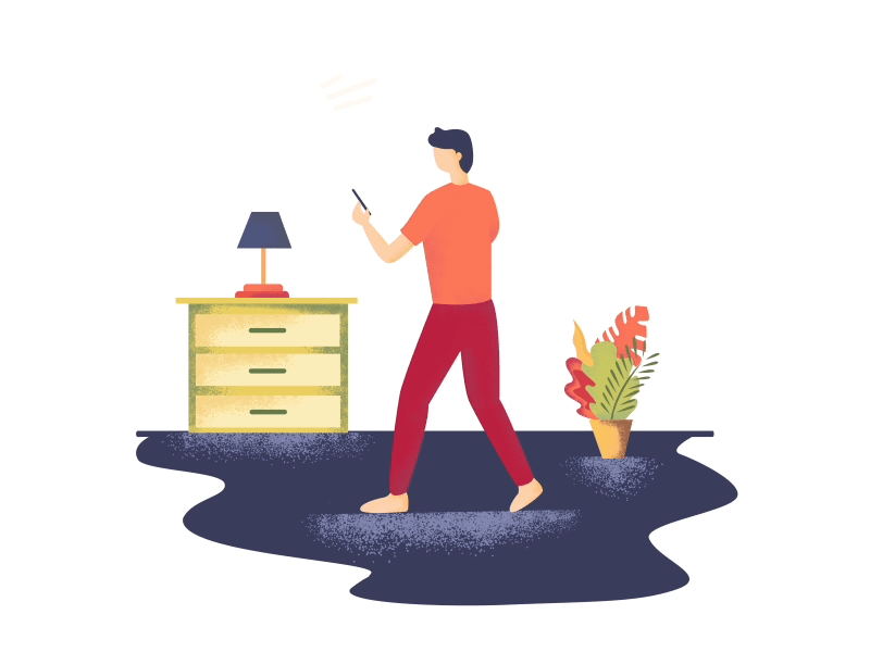 Empty State - notifications desk dribbble flat illustration illustration man minimal mobile notifications phone plant text ui ux