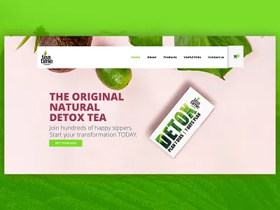 Teatime Premium Detox Banner black tea brand branding design food green logo modern packaging responsive tea typography ui ux web website