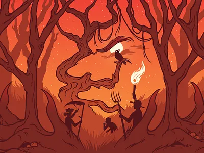 Witch Hunt beer can crow dead farmer haunt hunt illustration label mob torch tree witch