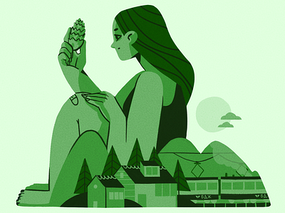 Homesick character design flat forest home house illustration nature train