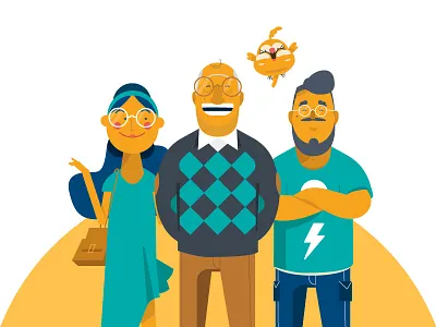 Family Characters 2d character character design design family illustration vector yellow