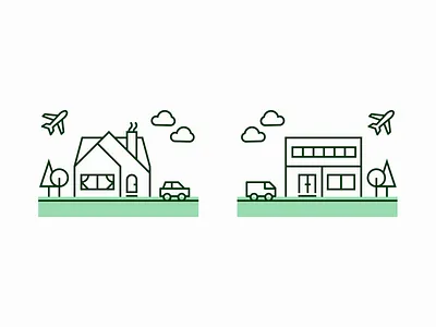 Home | Work 829 car creative dan fleming design house icons illustration linework office plane tree truck