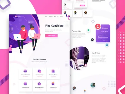 Jobhub Landing Page animation app concept elegant illustration landing page typography ui ux website