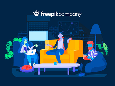 Freepik Company Illustration branding design flat illustration logo people vector