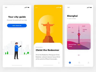City Guide app design food illustration interface ios minimal travel travel app ui
