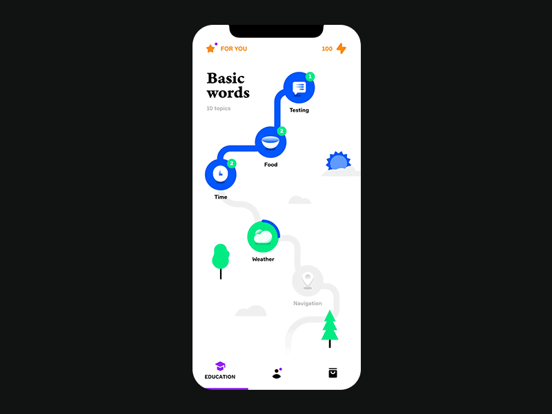 Language app concept #2 app clean concept design interface ios language ui ux
