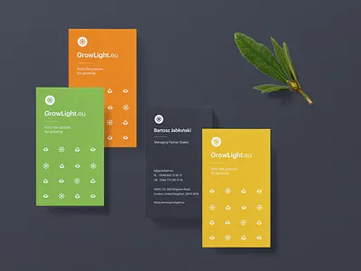 GrowLight branding businesscard businesscards colorful flower growing logo plants sun