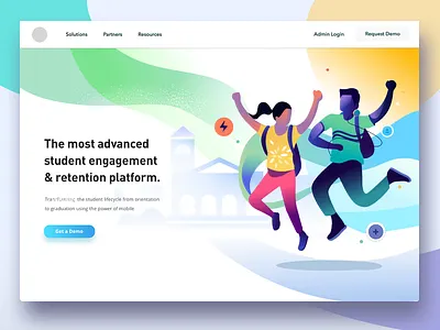 Student engagement - unused Exploration energy engagement illustration joyful jumping platform product design retention school student web