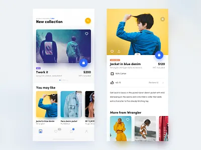 Shop app app application card clothes collection design icon jacket shop shopping twerk ui ux wrangler