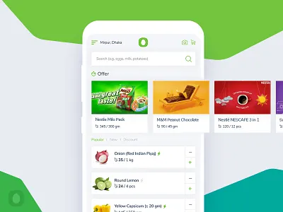 Chaldal - Grocery Shop App Redesign app chaldal clean clean app creative design green grocery minimal minimal app redesign ui ux