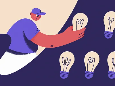 The Tips Thief career character editorial illustration illustrator lightbulb man thief tips
