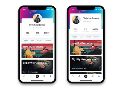 Personal center app community illustration iphonex ui ux