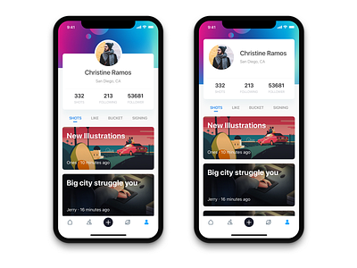 Personal center app community illustration iphonex ui ux