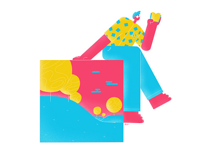 Bookworm book bright character character design color design drawing glasses illustration man summer