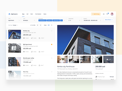 Estate Details List dashboard design e commerce estate ui ux