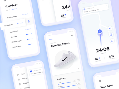 Automated Hack #14 - Automated Gear Tracker app card challenge daily gradient illustration map minimal mobile navigation running running app ui ux