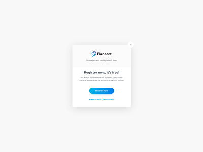 Register Pop Up UI Design ildiesign management tools planeeet register pop up register ui ui ui design ui pattern ux ux design