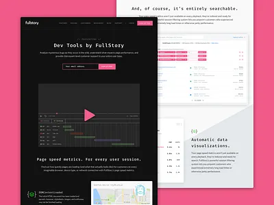 Dev Tools landing page analytics data dev tools engineering logs performance