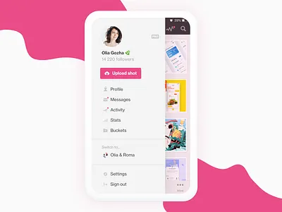 Dribbble iOS app ideas appdesign case study dribbble dribbble app dribbble concept ios iphone mobile app mobile navigation side drawer ui ui design uix ux ux design