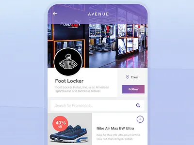 Avenue App app feed promo retail store ui ux