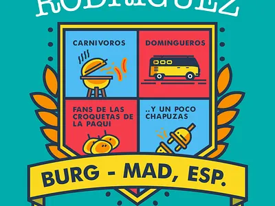 My family crest !! 🤘🔥 bold color crest crests design icon illustration logo thick line typography ui vector