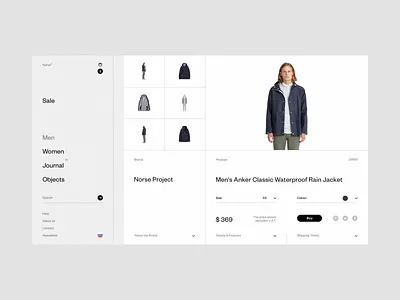 Norse Store. Product card. clean concept desktop e commerce fullscreen grid minimal responsive ui ux web white wip