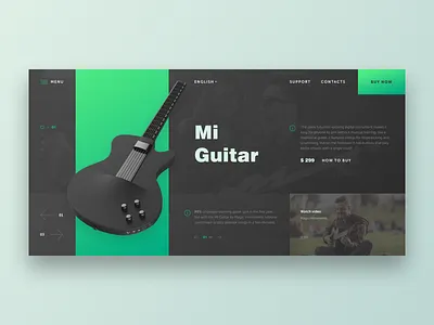 Mi Guitar black dark design grid guitar music site ui ux web design web site